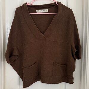Zara Knit Brown Sweater with Pockets